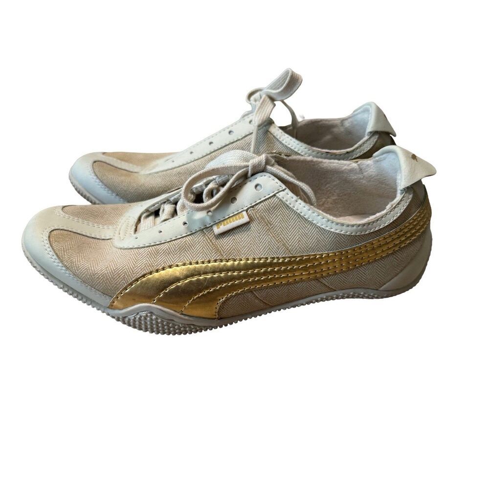 Puma Mystere Chevron Gold Y2K Racing Shoes Womens 5.5 Driving Flat